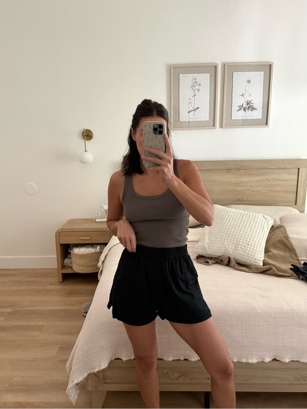 H&M Black Women's Athletic Drawcord Shorts